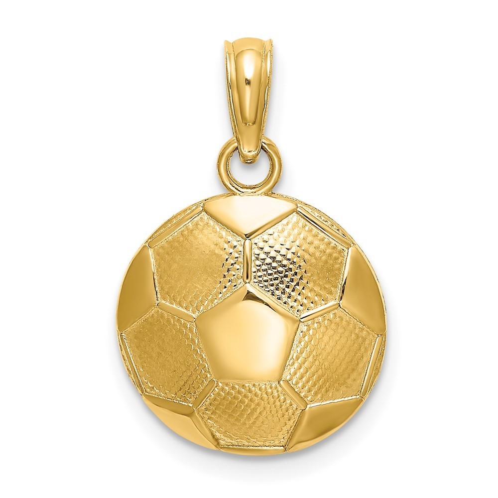 10k Yellow Gold Sports Theme Unisex Soccer Ball Charm Pendant